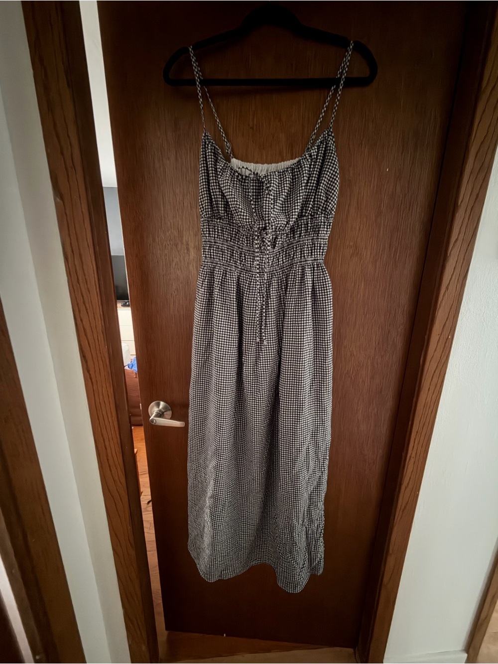 Abercrombie & Fitch Black and White Gingham Maxi Dress